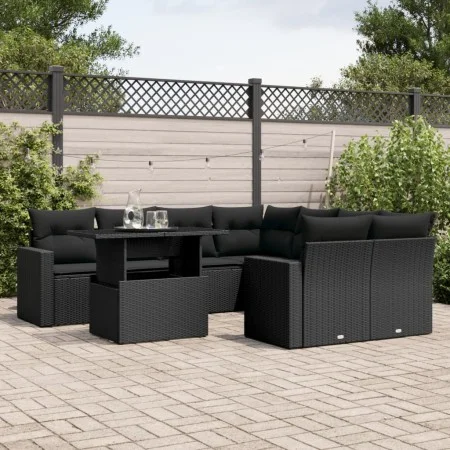 Set de sofás de jardín 8 piezas y cojines ratán sintético negro by vidaXL, Garden sets - Ref: Foro24-3267165, Price: 621,41 €...
