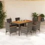 Garten-Essgruppe, 7-teilig, mit Kissen, aus grauem PE-Rattan und Akazienholz. von vidaXL, Gartensets - Ref: Foro24-3278636, P...