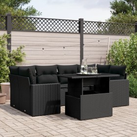 Set de sofás de jardín 7 pzas con cojines ratán sintético negro by vidaXL, Garden sets - Ref: Foro24-3267125, Price: 495,88 €...