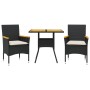 3-teiliges Gartensitzgruppen-Set mit PE-Rattan-Akazie-Schwarzkissen. von vidaXL, Gartensets - Ref: Foro24-3278697, Preis: 197...