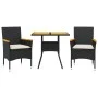 Set de comedor jardín 3 pzas con cojines ratán PE acacia negro de vidaXL, Conjuntos de jardín - Ref: Foro24-3278697, Precio: ...