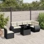 Gartensofagarnitur 7-teilig mit schwarzen Polstern aus synthetischem Rattan von vidaXL, Gartensets - Ref: Foro24-3268566, Pre...