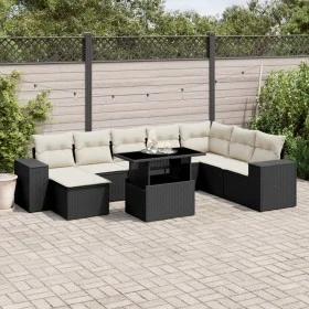 Set de sofás de jardín 8 piezas y cojines ratán sintético negro by vidaXL, Garden sets - Ref: Foro24-3269356, Price: 577,70 €...