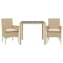 Set comedor jardín 3 pzas cojines ratán sintético vidrio beige by vidaXL, Garden sets - Ref: Foro24-3278657, Price: 254,00 €,...