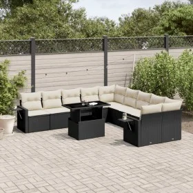 Gartensofagarnitur 11-teilig mit schwarzen Kissen aus synthetischem Rattan von vidaXL, Gartensets - Ref: Foro24-3268166, Prei...