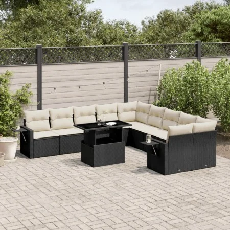 Set de sofás de jardín 11 pzas y cojines ratán sintético negro by vidaXL, Garden sets - Ref: Foro24-3268166, Price: 704,80 €,...