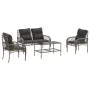 Set de sofás de jardín 4 pzas y cojines ratán sintético gris de vidaXL, Conjuntos de jardín - Ref: Foro24-368729, Precio: 358...