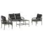 Set de sofás de jardín 4 pzas y cojines ratán sintético gris de vidaXL, Conjuntos de jardín - Ref: Foro24-368729, Precio: 358...