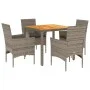 Set de comedor jardín 5 pzas con cojines ratán PE acacia gris by vidaXL, Garden sets - Ref: Foro24-3278676, Price: 366,32 €, ...