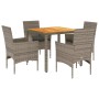 Set de comedor jardín 5 pzas con cojines ratán PE acacia gris by vidaXL, Garden sets - Ref: Foro24-3278676, Price: 331,85 €, ...