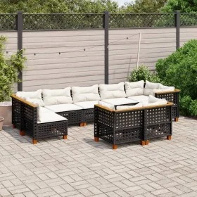 Set de sofás de jardín 8 piezas y cojines ratán sintético negro by vidaXL, Garden sets - Ref: Foro24-3261992, Price: 656,55 €...
