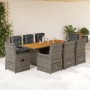 Set comedor jardín 9 pzas y cojines ratán sintético gris by vidaXL, Garden sets - Ref: Foro24-3262786, Price: 1,00 €, Discoun...