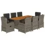 Set comedor jardín 9 pzas y cojines ratán sintético gris by vidaXL, Garden sets - Ref: Foro24-3262786, Price: 1,00 €, Discoun...