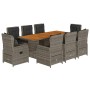 Set comedor jardín 9 pzas y cojines ratán sintético gris by vidaXL, Garden sets - Ref: Foro24-3262786, Price: 1,00 €, Discoun...