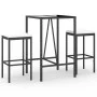 Mesa y taburetes altos jardín 3 piezas y cojines ratán PE negro by vidaXL, Garden sets - Ref: Foro24-3187631, Price: 170,45 €...