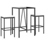 Mesa y taburetes altos jardín 3 piezas y cojines ratán PE negro by vidaXL, Garden sets - Ref: Foro24-3187631, Price: 170,45 €...