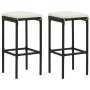 Mesa y taburetes altos jardín 3 piezas y cojines ratán PE negro by vidaXL, Garden sets - Ref: Foro24-3187631, Price: 170,45 €...