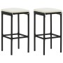 Mesa y taburetes altos jardín 3 piezas y cojines ratán PE negro by vidaXL, Garden sets - Ref: Foro24-3187631, Price: 175,45 €...