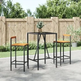 Mesa bar y taburetes jardín 3 pzas madera acacia ratán PE negro by vidaXL, Garden sets - Ref: Foro24-3187690, Price: 194,57 €...
