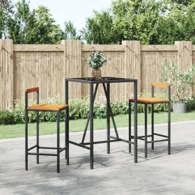 Mesa bar y taburetes jardín 3 pzas madera acacia ratán PE negro von vidaXL, Gartensets - Ref: Foro24-3187690, Preis: 199,90 €...