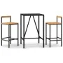 Mesa bar y taburetes jardín 3 pzas madera acacia ratán PE negro von vidaXL, Gartensets - Ref: Foro24-3187690, Preis: 194,24 €...