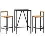 Mesa bar y taburetes jardín 3 pzas madera acacia ratán PE negro von vidaXL, Gartensets - Ref: Foro24-3187690, Preis: 194,24 €...