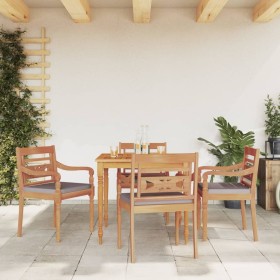 Garden dining set 5 pieces with dark gray teak wood cushions by vidaXL, Garden sets - Ref: Foro24-3155981, Price: 639,70 €, D...