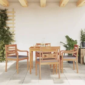 Garden dining set 5 pieces with dark gray teak wood cushions by vidaXL, Garden sets - Ref: Foro24-3155981, Price: 617,61 €, D...