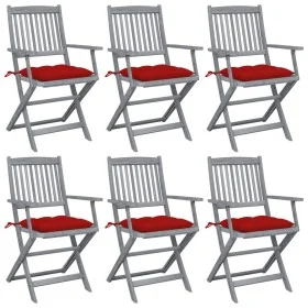 Sillas de jardín plegables 6 uds cojines madera maciza acacia von vidaXL, Gartenstühle - Ref: Foro24-3065428, Preis: 291,49 €...