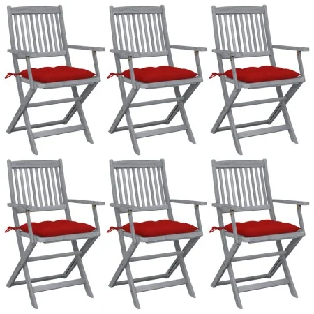 Sillas de jardín plegables 6 uds cojines madera maciza acacia von vidaXL, Gartenstühle - Ref: Foro24-3065428, Preis: 291,48 €...