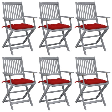 Sillas de jardín plegables 6 uds cojines madera maciza acacia von vidaXL, Gartenstühle - Ref: Foro24-3065428, Preis: 295,22 €...