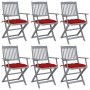 Sillas de jardín plegables 6 uds cojines madera maciza acacia von vidaXL, Gartenstühle - Ref: Foro24-3065428, Preis: 295,22 €...