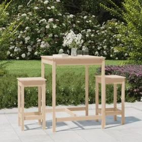 Set de mesa y taburetes altos 3 piezas madera maciza de pino by vidaXL, Garden sets - Ref: Foro24-3154725, Price: 181,51 €, D...