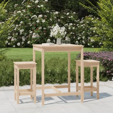 Set de mesa y taburetes altos 3 piezas madera maciza de pino by vidaXL, Garden sets - Ref: Foro24-3154725, Price: 181,51 €, D...