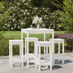 Set de mesa y taburetes altos jardín 5 pzas madera pino blanco by vidaXL, Garden sets - Ref: Foro24-3154731, Price: 330,43 €,...