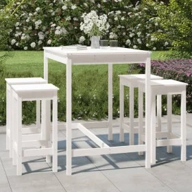 Set de mesa y taburetes altos jardín 5 pzas madera pino blanco by vidaXL, Garden sets - Ref: Foro24-3154746, Price: 351,43 €,...