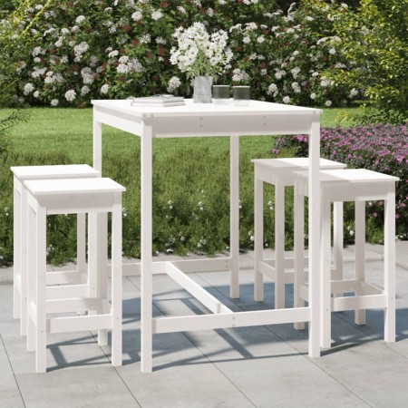 Set de mesa y taburetes altos jardín 5 pzas madera pino blanco von vidaXL, Gartensets - Ref: Foro24-3154746, Preis: 346,10 €,...