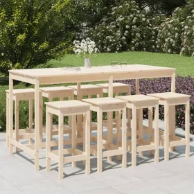 Mesa y taburetes altos jardín 9 piezas madera maciza de pino by vidaXL, Garden sets - Ref: Foro24-3154765, Price: 546,32 €, D...