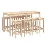 Mesa y taburetes altos jardín 9 piezas madera maciza de pino by vidaXL, Garden sets - Ref: Foro24-3154765, Price: 546,32 €, D...