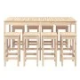 Mesa y taburetes altos jardín 9 piezas madera maciza de pino by vidaXL, Garden sets - Ref: Foro24-3154765, Price: 546,32 €, D...