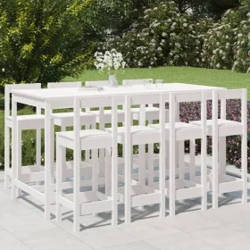 Mesa y taburetes altos jardín 9 pzas madera maciza pino blanco by vidaXL, Garden sets - Ref: Foro24-3154771, Price: 565,46 €,...