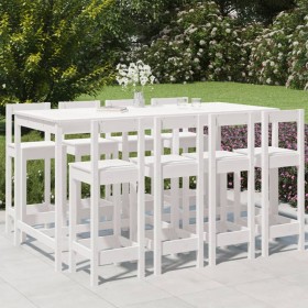 Mesa y taburetes altos jardín 9 pzas madera maciza pino blanco by vidaXL, Garden sets - Ref: Foro24-3154771, Price: 573,36 €,...