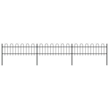 Garden fence with black steel hoop tips 5.1x0.6 m by vidaXL, fence panels - Ref: Foro24-277640, Price: 165,09 €, Discount: %