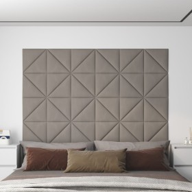 Paneles de pared 12 uds terciopelo gris claro 30x30 cm 0,54 m²