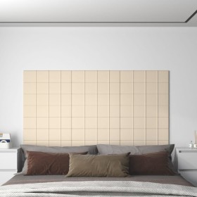 Paneles de pared 12 uds terciopelo color crema 60x15 cm 1,08 m²