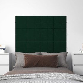 Paneles de pared 12 uds terciopelo verde oscuro 30x30 cm 1,08m²