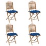 5-teiliges klappbares Garten-Essset mit Bambuskissen von vidaXL, Gartensets - Ref: Foro24-3063985, Preis: 272,01 €, Rabatt: %