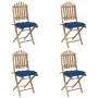 5-teiliges klappbares Garten-Essset mit Bambuskissen von vidaXL, Gartensets - Ref: Foro24-3063985, Preis: 272,01 €, Rabatt: %
