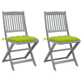 Klappbare Gartenstühle, 2 Stück, Kissen aus massivem Akazienholz von vidaXL, Gartenstühle - Ref: Foro24-3064562, Preis: 141,8...
