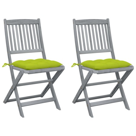 Folding garden chairs 2 pcs cushions solid acacia wood by vidaXL, Garden chairs - Ref: Foro24-3064562, Price: 141,82 €, Disco...